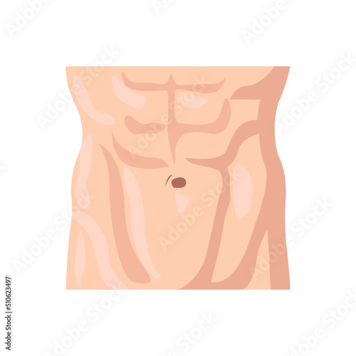 Male abdomen flat icon. Colored vector element from body parts collection. Creative Male abdomen icon for web design, templates and infographics.