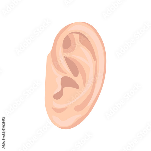 Human ear flat icon. Colored vector element from body parts collection. Creative Human ear icon for web design, templates and infographics.