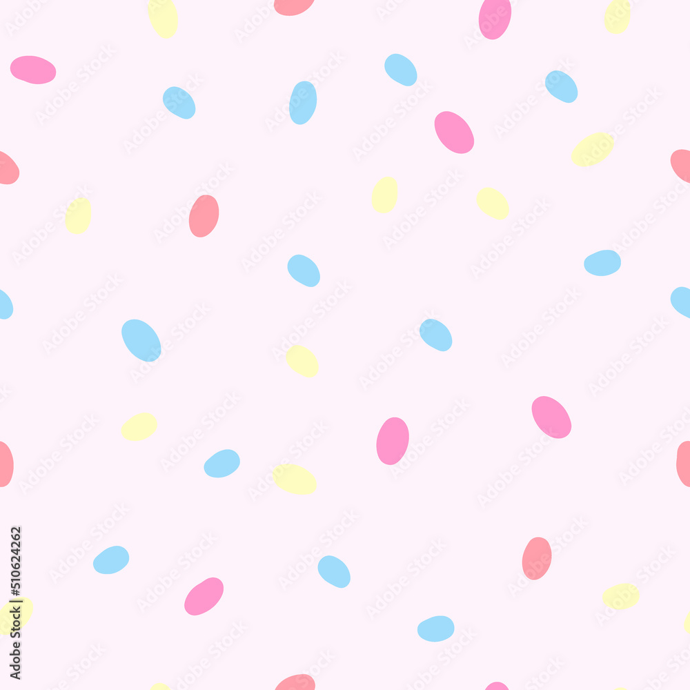Festive multicolored confetti, vector seamless pattern in the style of doodles, hand-drawn