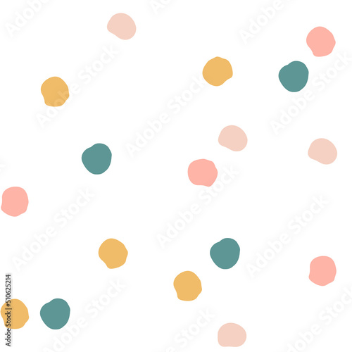 Semless hand drawn pattern with colorful dots. Abstract childish texture for fabric, textile, apparel. Vector illustration