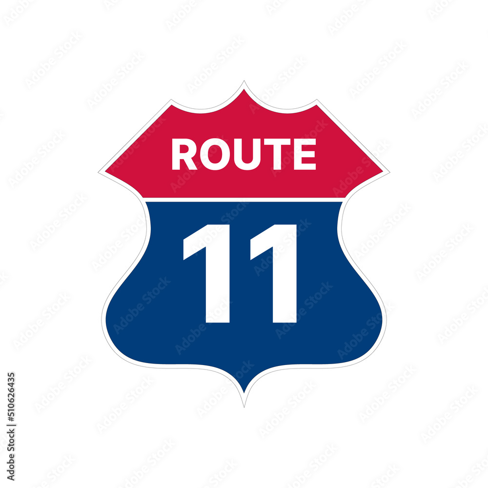 11 route sign icon. Vector road highway interstate 11 route sign icon. Vector road highway interstate