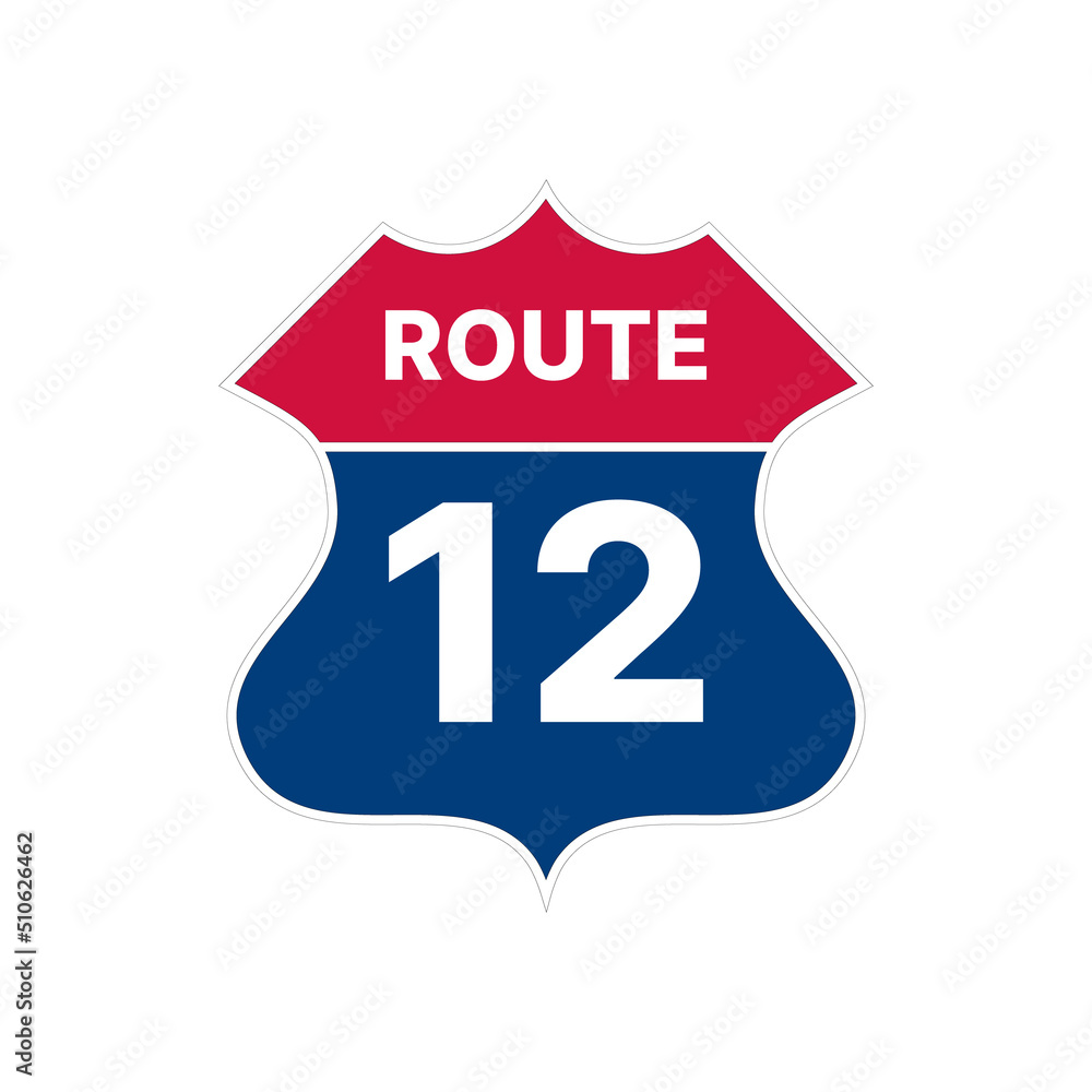 12 route sign icon. Vector road highway interstate 12 route sign icon. Vector road highway interstate