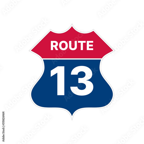 13 route sign icon. Vector road highway interstate