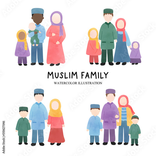 muslim people, Muslim family. Vector illustration