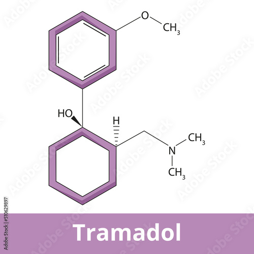Chemical structure of tramadol.	It is an opioid pain medication used to treat moderate to moderately severe pain.