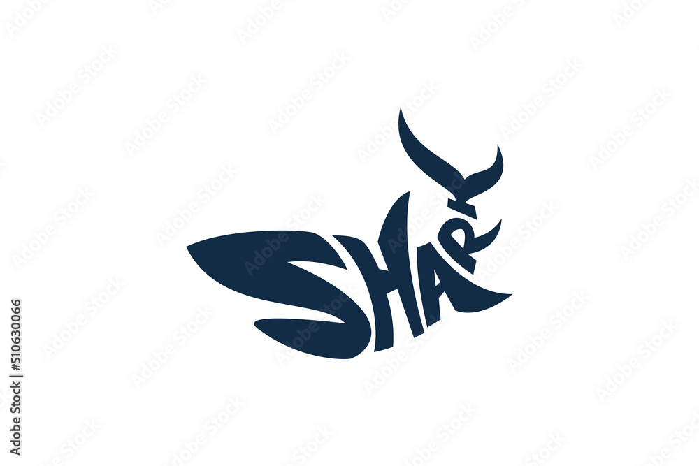 shark logo with shark lettering that looks dynamic. Stock Vector ...