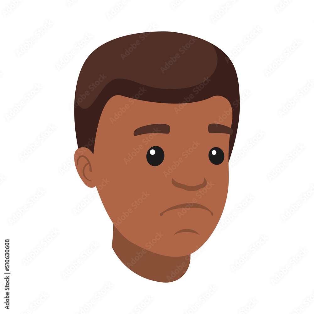 Handsome African American Man Character with Sad Face Demonstrating Emotion Vector Illustration Handsome African American Man Character with Sad Face Demonstrating Emotion Vector Illustration