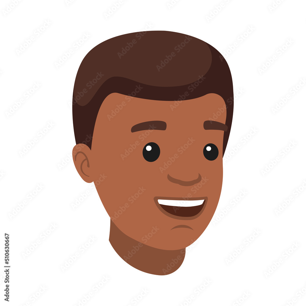 Handsome African American Man Character Smiling Face Demonstrating Emotion Vector Illustration Handsome African American Man Character Smiling Face Demonstrating Emotion Vector Illustration