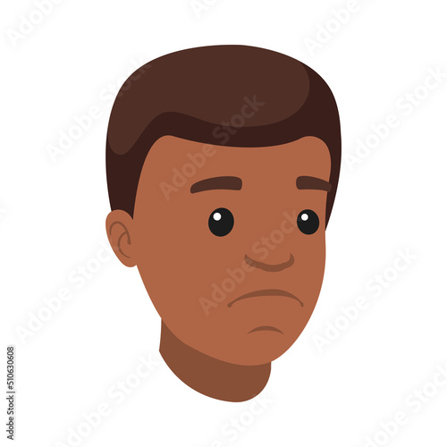 Handsome African American Man Character with Sad Face Demonstrating Emotion Vector Illustration