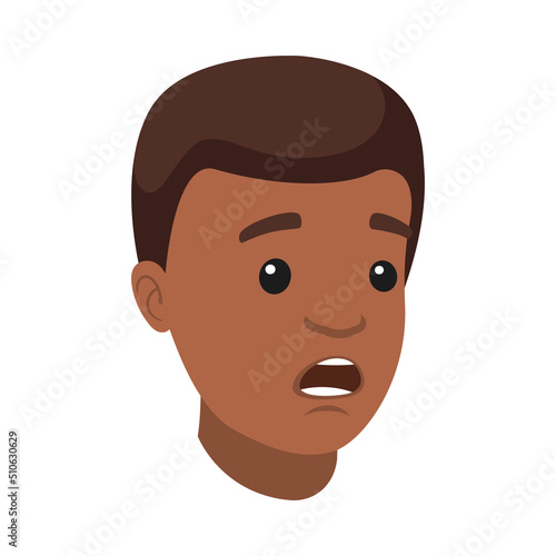 Handsome African American Man Character with Gasping and Amazed Face Demonstrating Emotion Vector Illustration