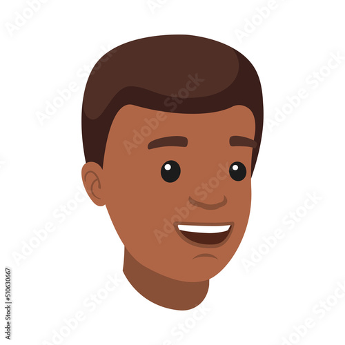 Handsome African American Man Character Smiling Face Demonstrating Emotion Vector Illustration