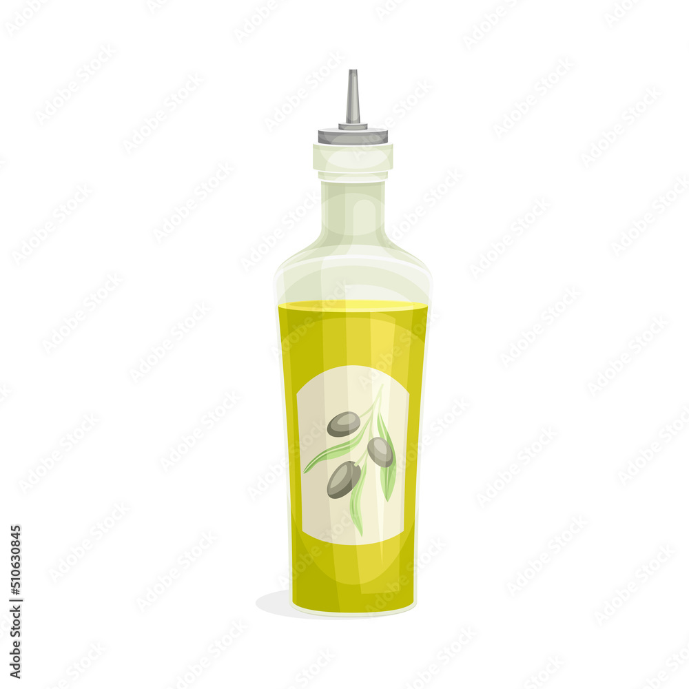 Golden Olive Oil Poured in Glass Bottle or Jar Vector Illustration Golden Olive Oil Poured in Glass Bottle or Jar Vector Illustration
