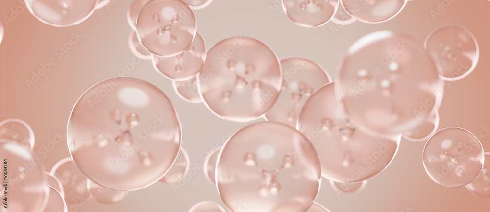 Creative Luxurious Molecules Collagen Serum Vitamin Skin Care Concept Banner Background Wallpaper 3D Illustration