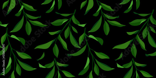 Wallpaper Mural Seamless summer pattern with leaves. Vector elegant floral background. Torontodigital.ca