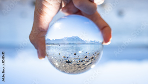 Wallpaper Mural Alps mountains and lake inside crystal ball in Switzerland Torontodigital.ca