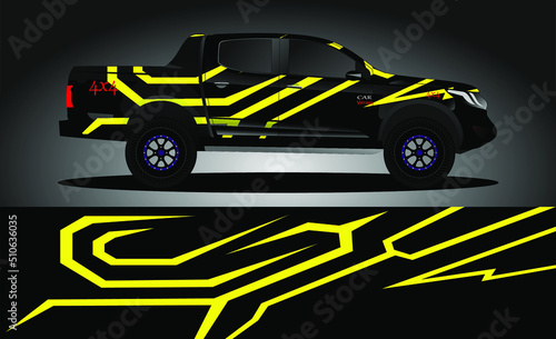Car decal wrap design  truck and cargo van wrap vector. Graphic abstract stripe designs for vehicle  race  advertisement  adventure and livery car
