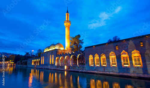 Halil-ur Rahman Mosque and Holy lake with sacred fish in Golbasi Park - Urfa, Turkey photo