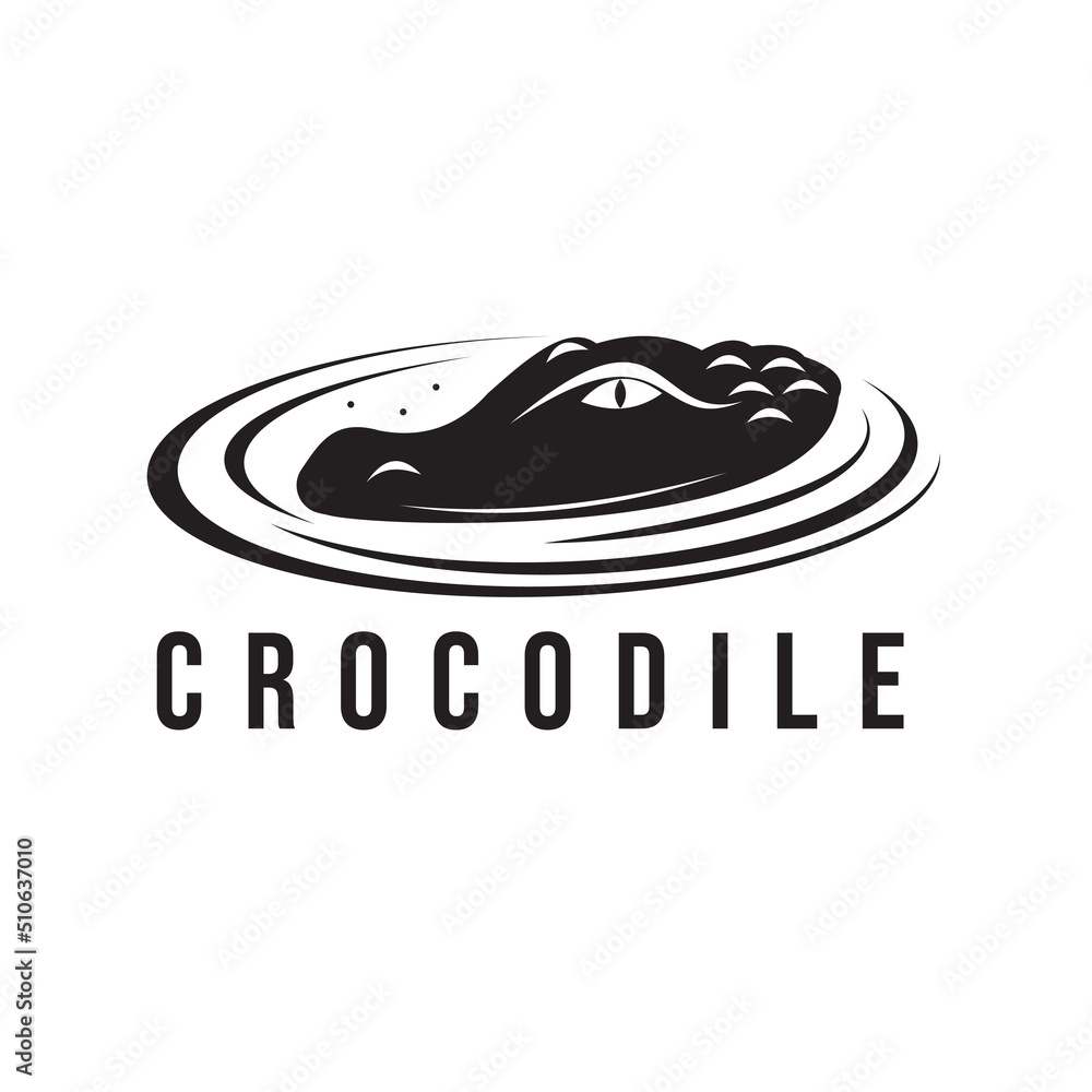 Crocodile logo illustration design stalking prey in calm water, template, vector symbol Crocodile logo illustration design stalking prey in calm water, template, vector symbol