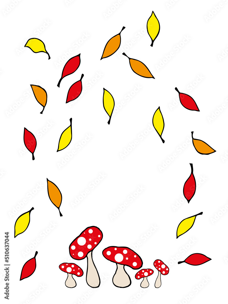 autumn leaves and mushrooms