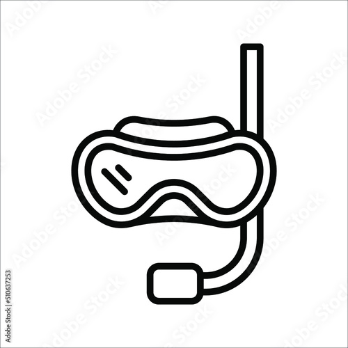 Diving mask and snorkel icon, underwater sport concept, swimming goggles sign on white background. vector illustration