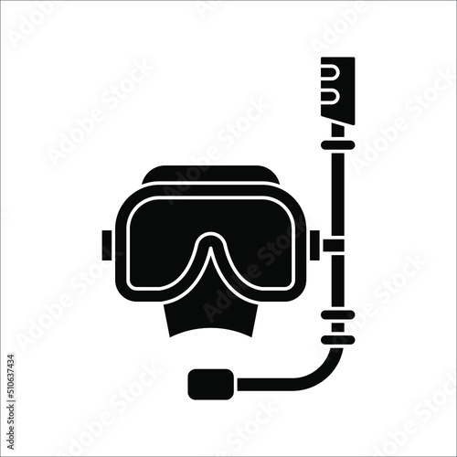 Diving mask and snorkel icon, underwater sport concept, swimming goggles sign on white background. vector illustration