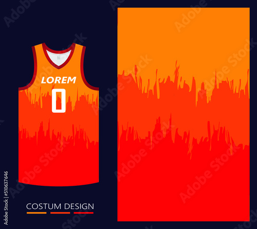 basketball jersey pattern design template. orange abstract background for fabric pattern. basketball, running, football and training jerseys. vector illustration