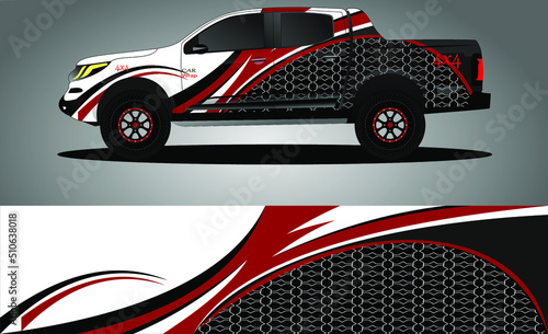 Car decal wrap design, truck and cargo van wrap vector. Graphic abstract stripe designs for vehicle, race, advertisement, adventure and livery car
