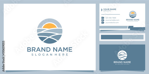 Landscape Hills logo design vector illustration. land farm logo design