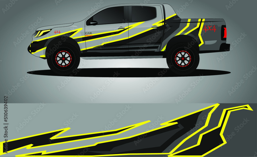 Car decal wrap design, truck and cargo van wrap vector. Graphic abstract stripe designs for vehicle, race, advertisement, adventure and livery car Car decal wrap design, truck and cargo van wrap vector. Graphic abstract stripe designs for vehicle, race, advertisement, adventure and livery car