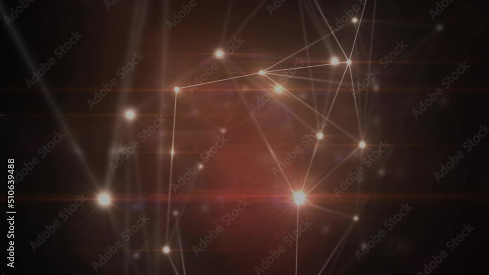 Digital animation of glowing network of connections against red background Digital animation of glowing network of connections against red background