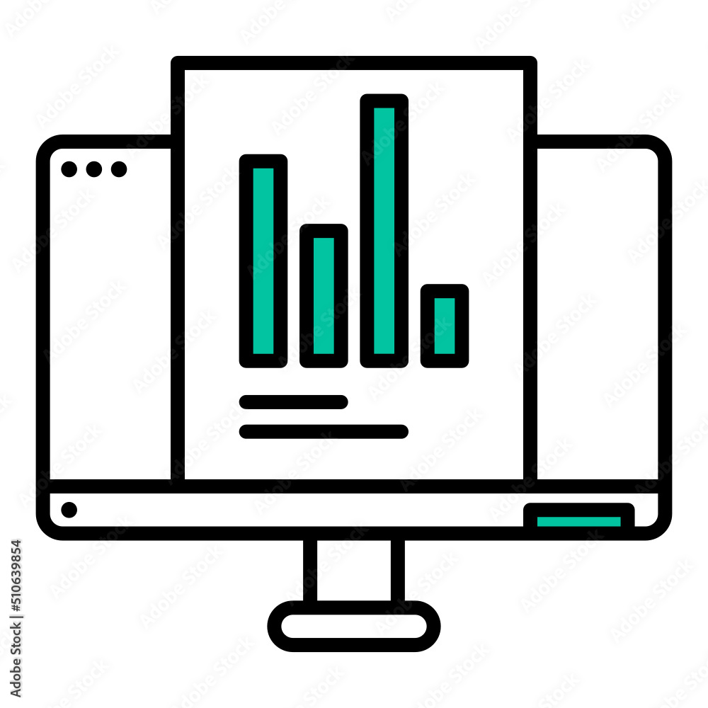 chart icon and computer screen with transparent background chart icon and computer screen with transparent background