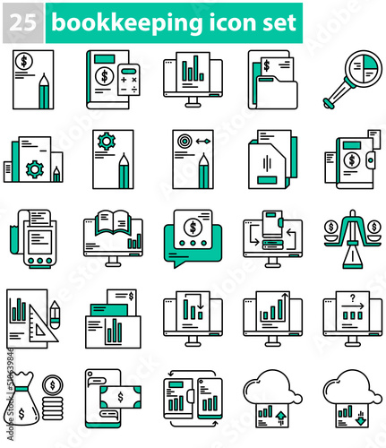 elegant and simple bookkeeping icon set