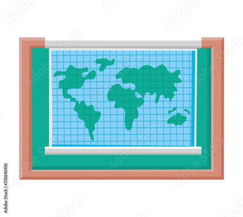 blackboard and world map