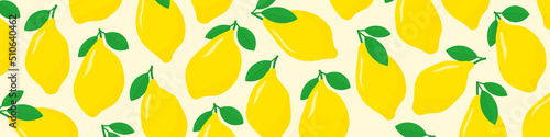 summer banner with lemon fruits with leaves- vector illustration
