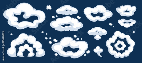 Comic cartoon smoke or cloud, vector speed motion effects