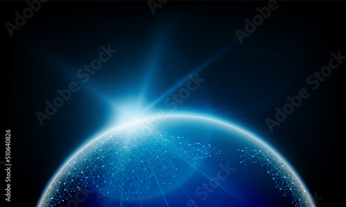 Global network connection. World map point and line composition concept of global business Hitech communication innovation background, vector design