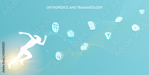 Technology for treatment of lower musculoskeletal. Abstract traumatology and orthopedics. Medical science in the hospital for body joints.