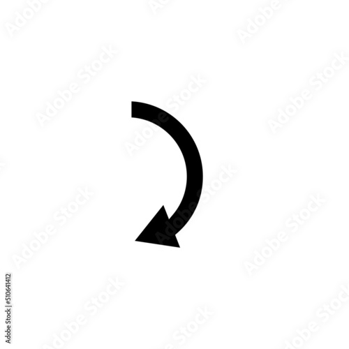 left arrow semicircle icon vector. suitable for previous icon, ui-ux, web, website, start up, pixel perfect. Solid icon style, glyph. Simple design illustration editable