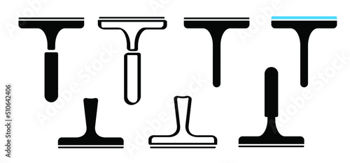 window cleaning service, cleaning and maintenance. Windows cleanings tool line icon or logo. Cartoon washes, hygiene vector. Washing glass with a squeegee icon or symbol. Clean or cleanup tools.