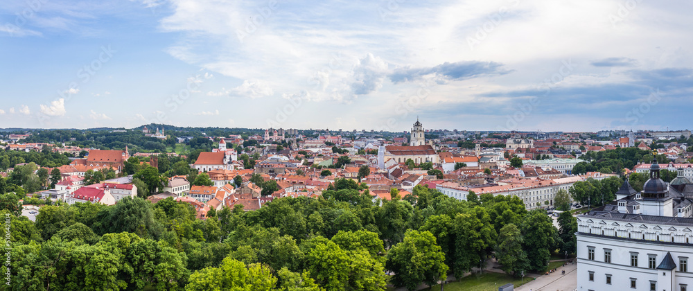 Panorama view of Vilnius old town from Gediminas castle tower