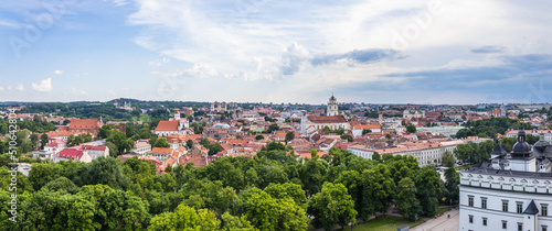 Panorama view of Vilnius old town from Gediminas castle tower