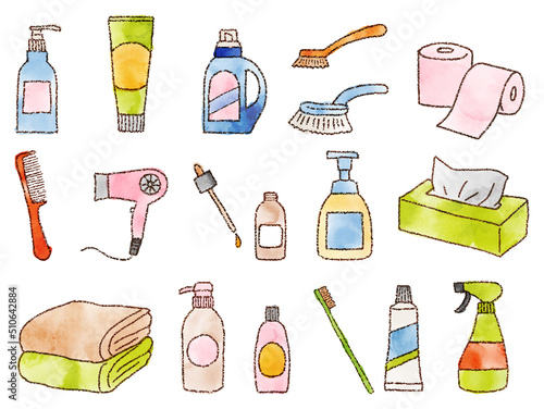 illustration set of hand-drawn daily necessities