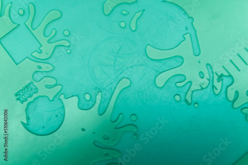 Polymer flexographic printing plate. Clean flexo form for printing machine. Selective focus