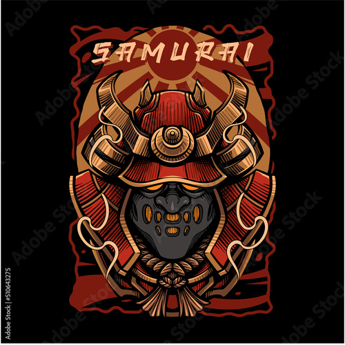 Samurai head mascot logo design