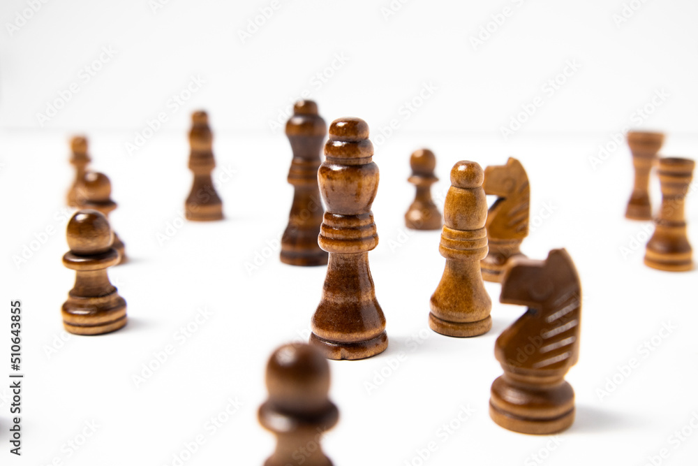 Chess landscape on a white background. Chess is a board game for two players. Chess landscape on a white background. Chess is a board game for two players.