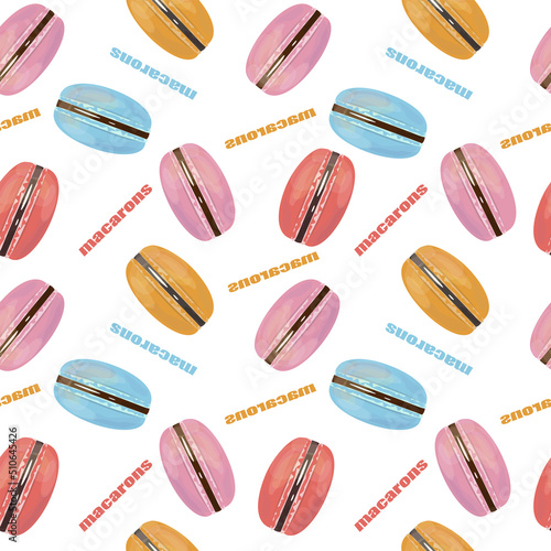 Seamless pattern set of cookie elements with inscription on isolated background