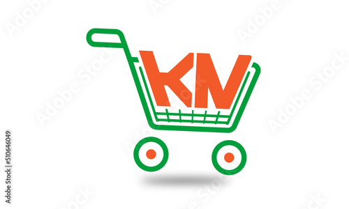 KN three letter ecommerce abstract shop trolley shopify store ebay unique digital modern alphabet fonts marketing, financial, typography technology creative font advisor invest logo design