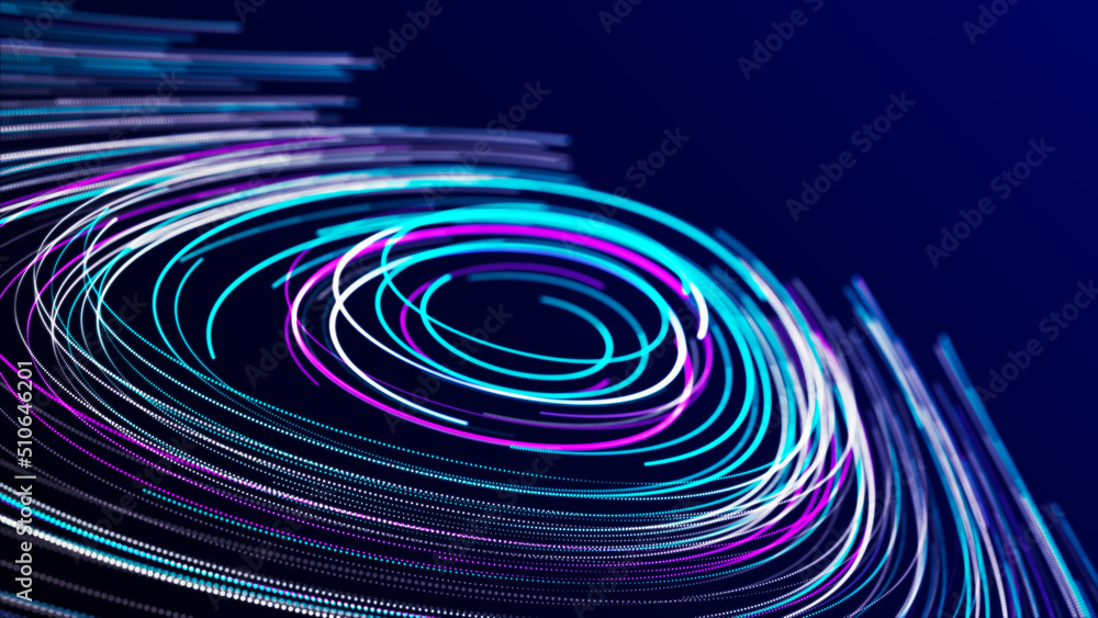 Flow of particles. Big data visualization. Digital technology wave. Futuristic cyberspace. Abstract cyber security background. 3D rendering. Flow of particles. Big data visualization. Digital technology wave. Futuristic cyberspace. Abstract cyber security background. 3D rendering.