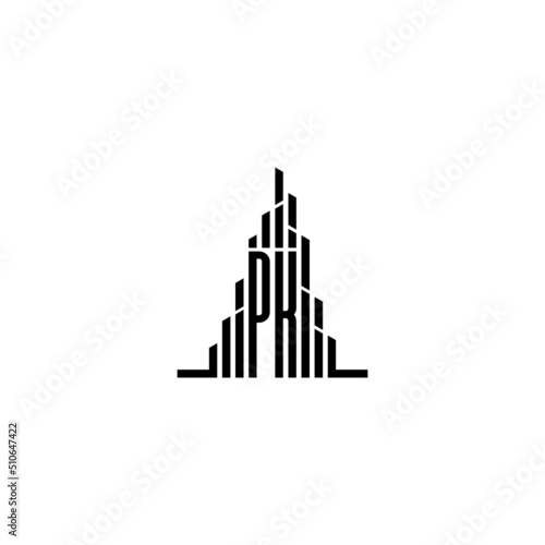 PK skyscraper line logo initial concept with high quality logo design