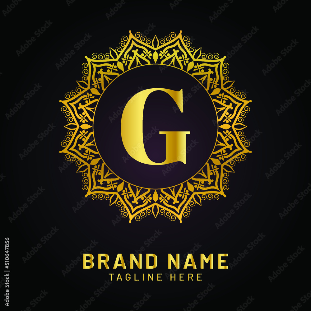 Naklejka premium luxury letter g logo with golden color